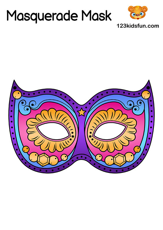 Free Masquerade Mask and Mardi Gras Mask Template for Kids