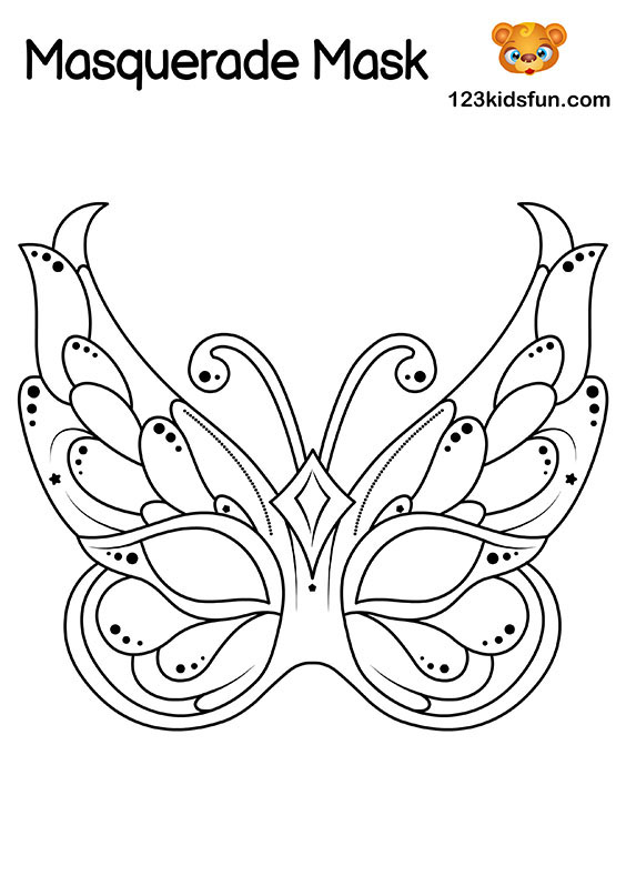 Free Masquerade Mask and Mardi Gras Mask Coloring Pages for Kids