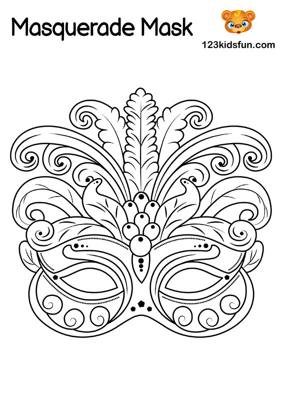 Free Masquerade Mask and Mardi Gras Mask Coloring Pages for Kids