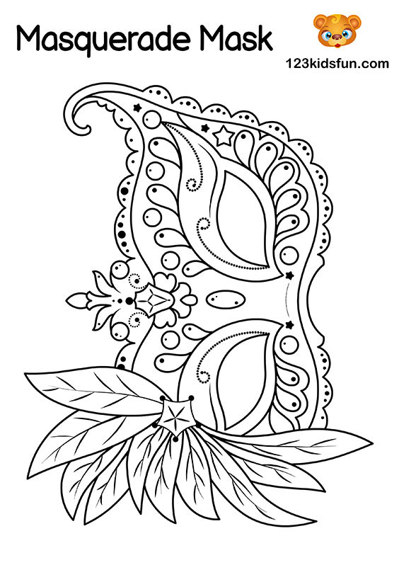 Free Masquerade Mask and Mardi Gras Mask Coloring Pages for Kids