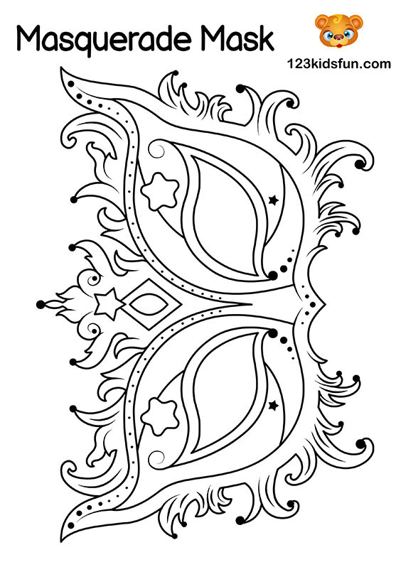 Free Masquerade Mask and Mardi Gras Mask Coloring Pages for Kids