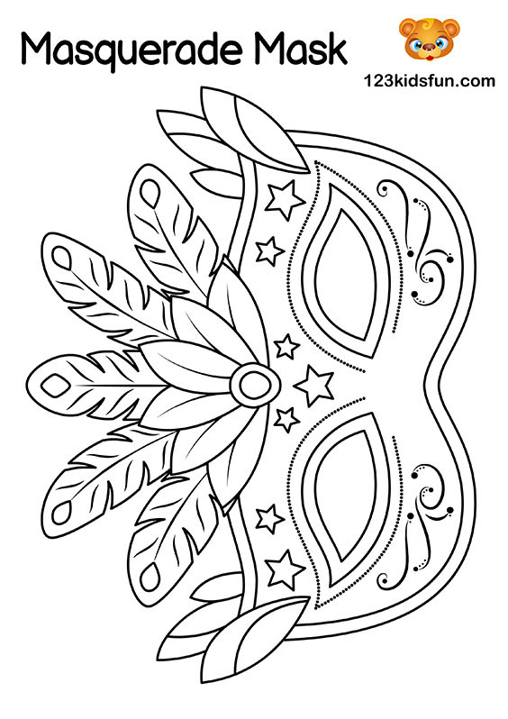 Free Masquerade Mask and Mardi Gras Mask Coloring Pages for Kids