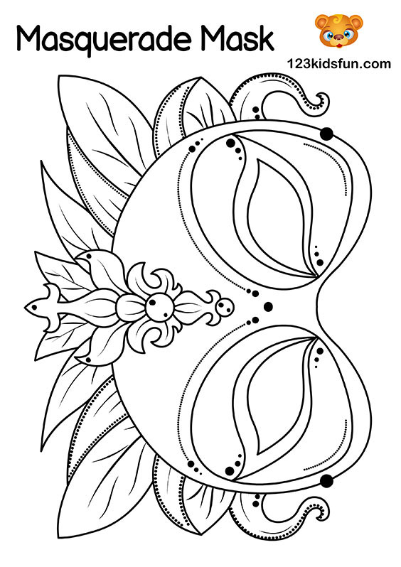 Free Masquerade Mask and Mardi Gras Mask Coloring Pages for Kids